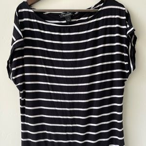 White House Black Market Black & White Stripe T-shirt Size Large